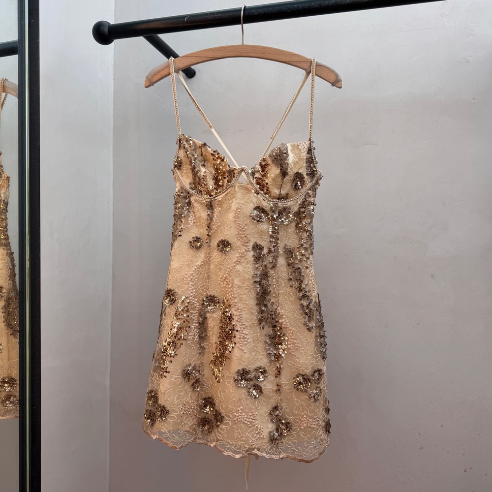 for love and lemons gold opal mini dress